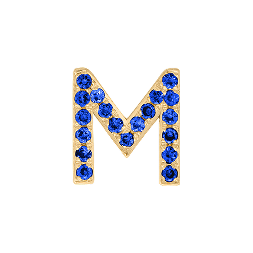 Blue Sapphire + 14k Yellow Gold Letter Charm