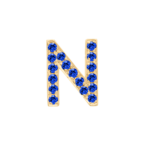 Blue Sapphire + 14k Yellow Gold Letter Charm