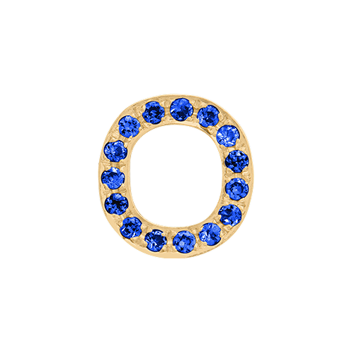 Blue Sapphire + 14k Yellow Gold Letter Charm