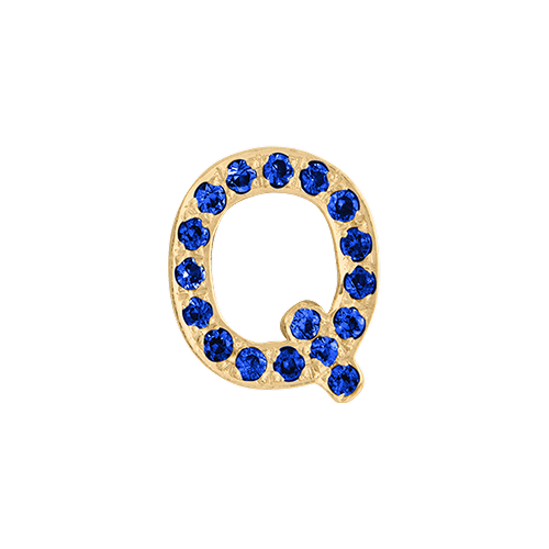 Blue Sapphire + 14k Yellow Gold Letter Charm