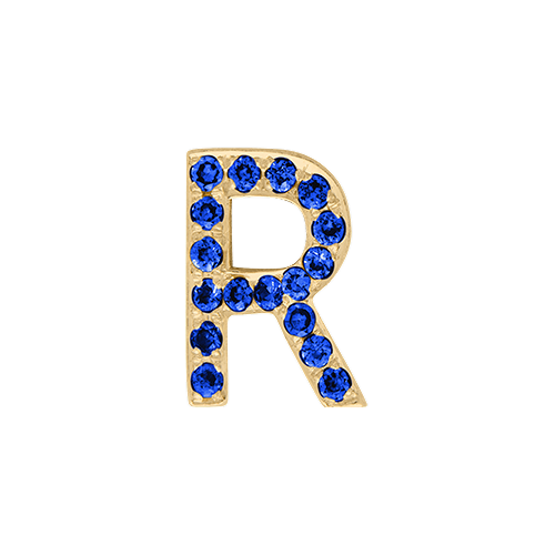 Blue Sapphire + 14k Yellow Gold Letter Charm