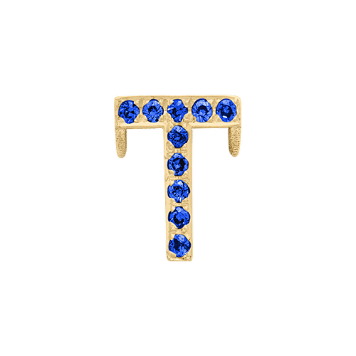 Blue Sapphire + 14k Yellow Gold Letter Charm