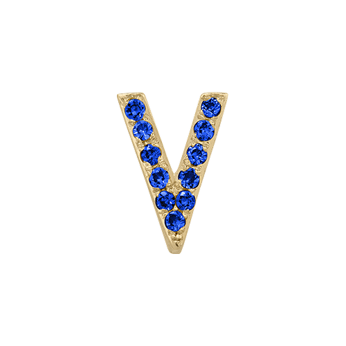 Blue Sapphire + 14k Yellow Gold Letter Charm