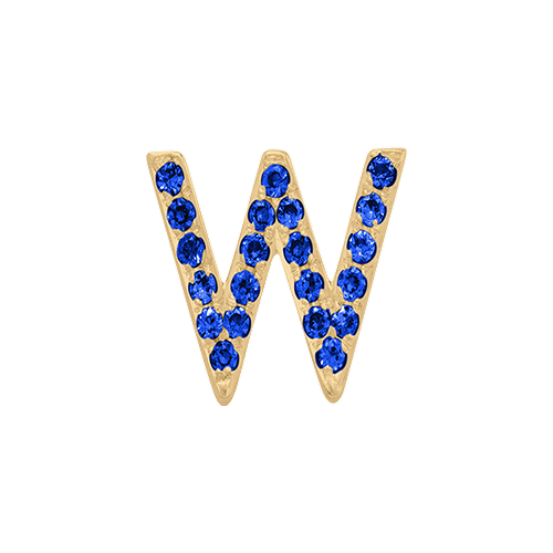 Blue Sapphire + 14k Yellow Gold Letter Charm