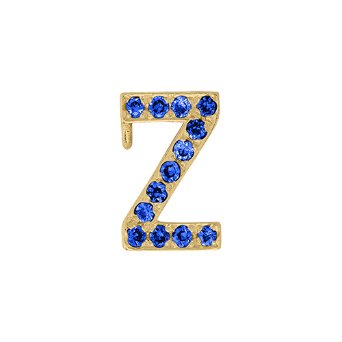 Blue Sapphire + 14k Yellow Gold Letter Charm