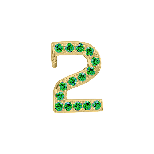 Green Garnet + 14k Yellow Gold Number Charm