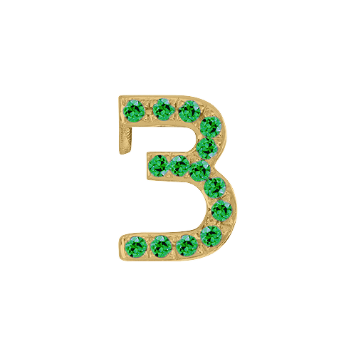 Green Garnet + 14k Yellow Gold Number Charm