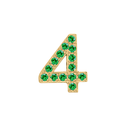 Green Garnet + 14k Yellow Gold Number Charm