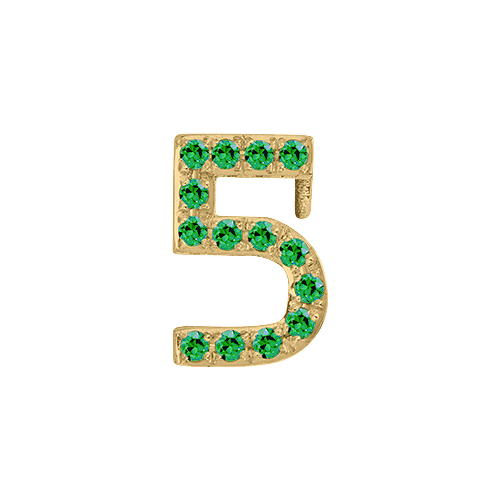 Green Garnet + 14k Yellow Gold Number Charm
