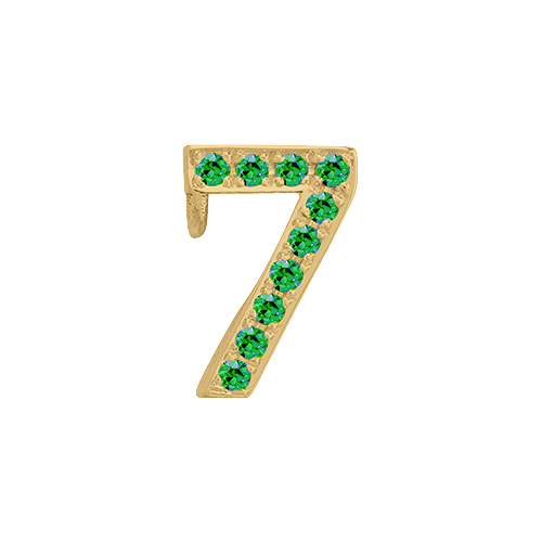 Green Garnet + 14k Yellow Gold Number Charm