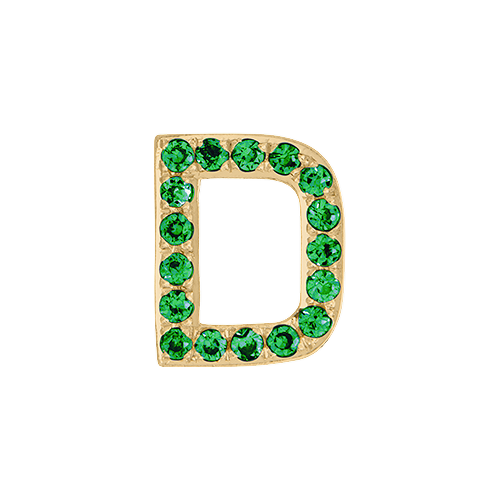 Green Garnet + 14k Yellow Gold Letter Charm