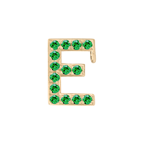 Green Garnet + 14k Yellow Gold Letter Charm