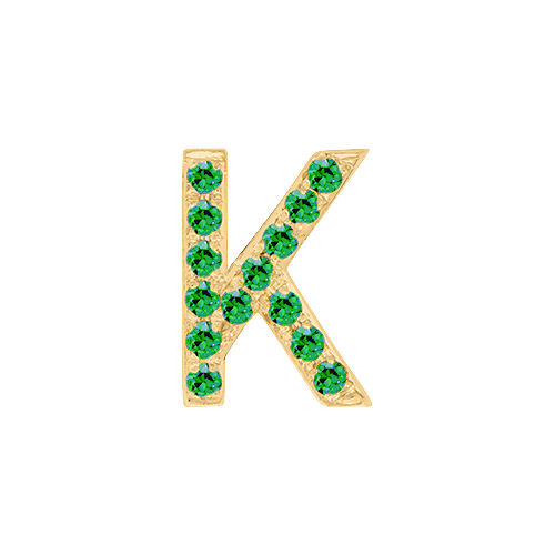 Green Garnet + 14k Yellow Gold Letter Charm