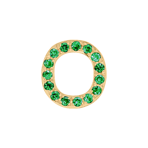 Green Garnet + 14k Yellow Gold Letter Charm