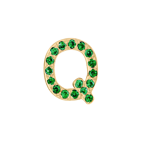 Green Garnet + 14k Yellow Gold Letter Charm