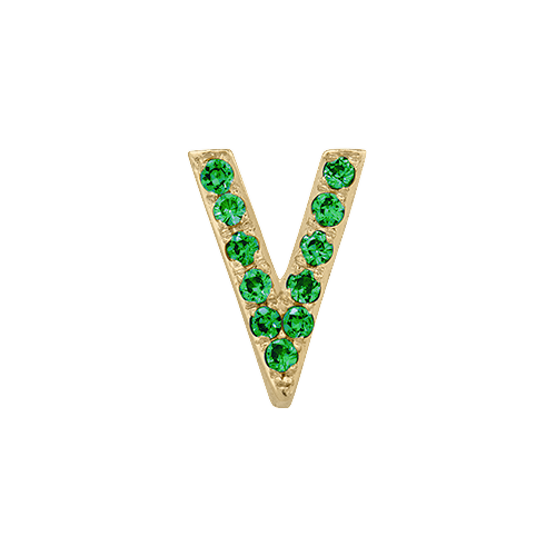 Green Garnet + 14k Yellow Gold Letter Charm