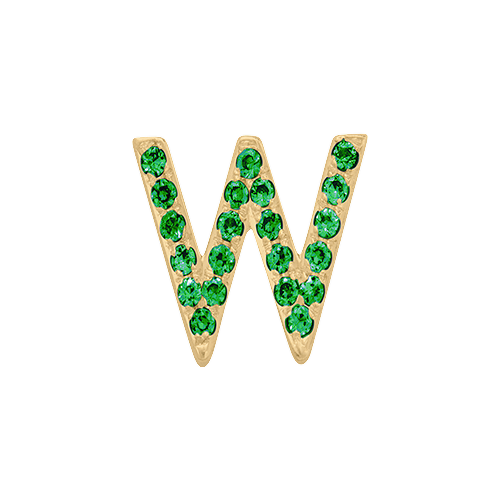 Green Garnet + 14k Yellow Gold Letter Charm