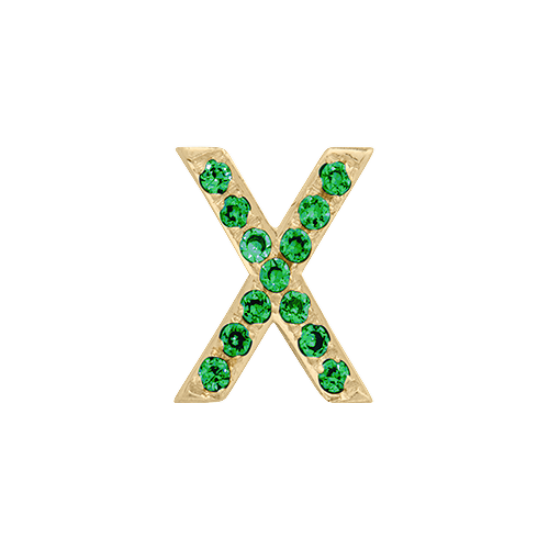 Green Garnet + 14k Yellow Gold Letter Charm