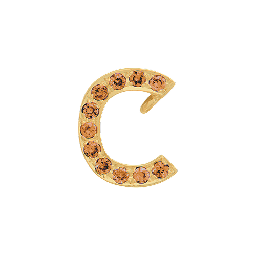Orange Sapphire + 14k Yellow Gold Letter Charm