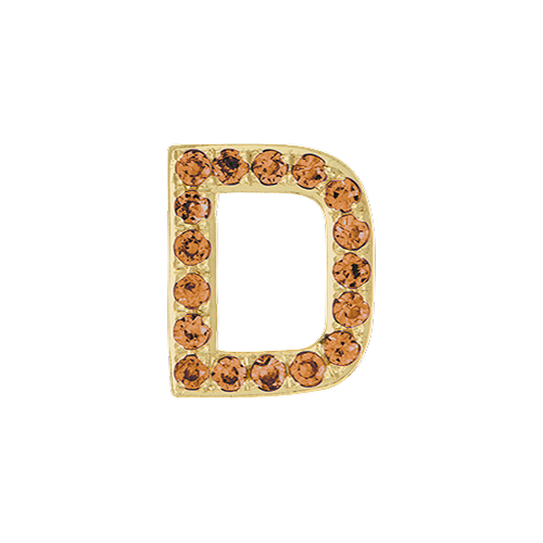 Orange Sapphire + 14k Yellow Gold Letter Charm