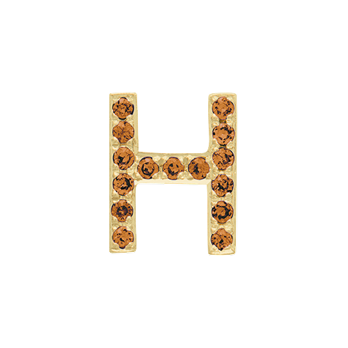 Orange Sapphire + 14k Yellow Gold Letter Charm