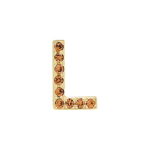 Orange Sapphire + 14k Yellow Gold Letter Charm