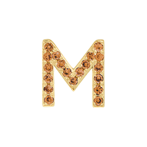 Orange Sapphire + 14k Yellow Gold Letter Charm