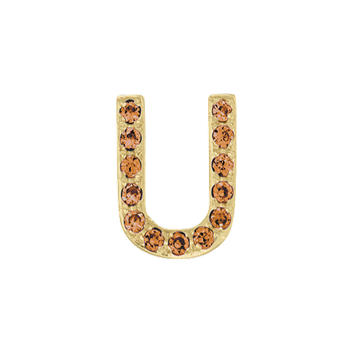 Orange Sapphire + 14k Yellow Gold Letter Charm