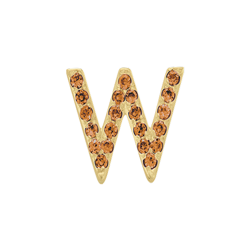 Orange Sapphire + 14k Yellow Gold Letter Charm