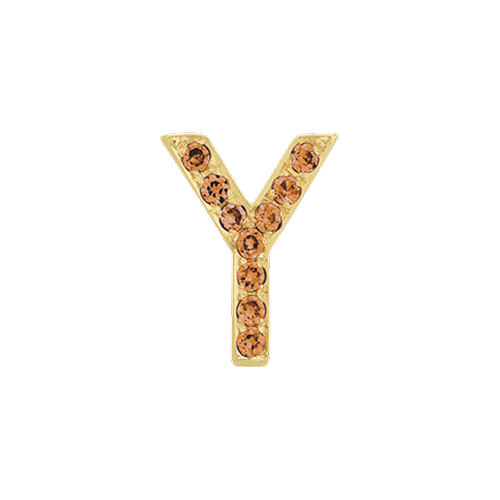Orange Sapphire + 14k Yellow Gold Letter Charm