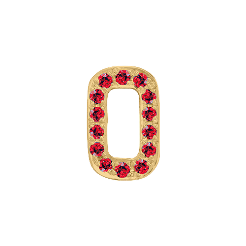 Ruby + 14k Yellow Gold Number Charm