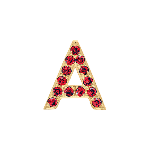 Ruby + 14k Yellow Gold Letter Charm