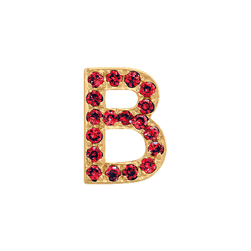 Ruby + 14k Yellow Gold Letter Charm