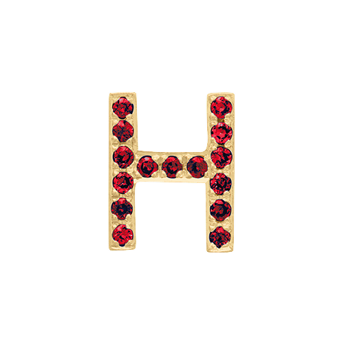 Ruby + 14k Yellow Gold Letter Charm