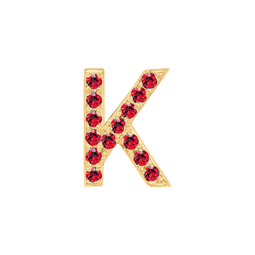 Ruby + 14k Yellow Gold Letter Charm