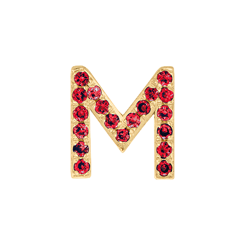 Ruby + 14k Yellow Gold Letter Charm
