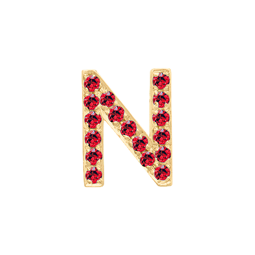 Ruby + 14k Yellow Gold Letter Charm