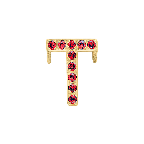 Ruby + 14k Yellow Gold Letter Charm