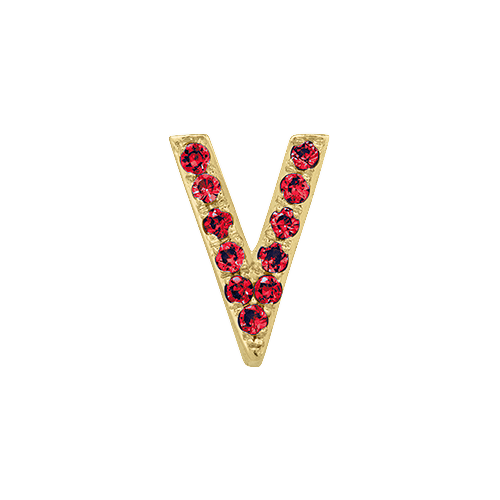 Ruby + 14k Yellow Gold Letter Charm