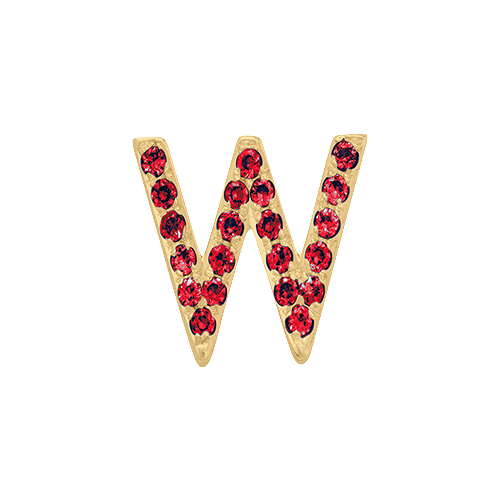 Ruby + 14k Yellow Gold Letter Charm