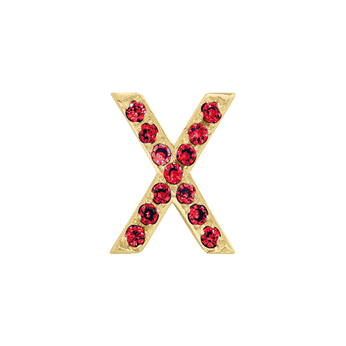 Ruby + 14k Yellow Gold Letter Charm