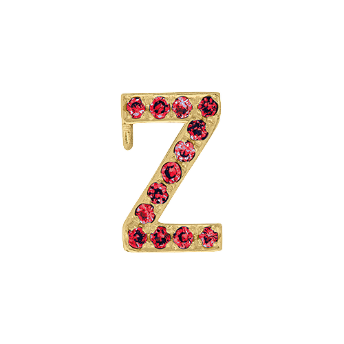 Ruby + 14k Yellow Gold Letter Charm