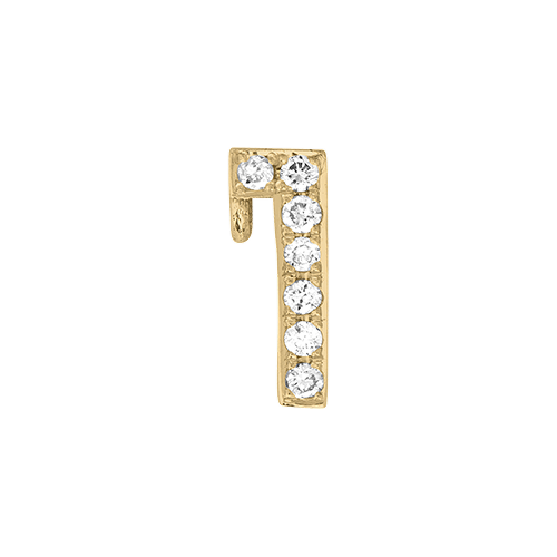 White Diamond + 14k Yellow Gold Number Charm