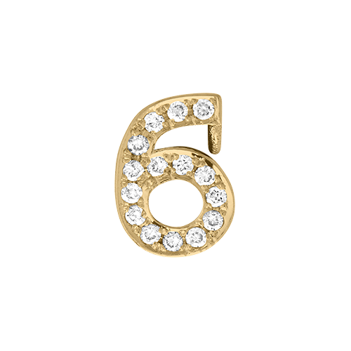 White Diamond + 14k Yellow Gold Number Charm