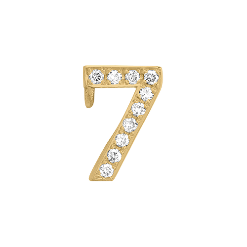 White Diamond + 14k Yellow Gold Number Charm