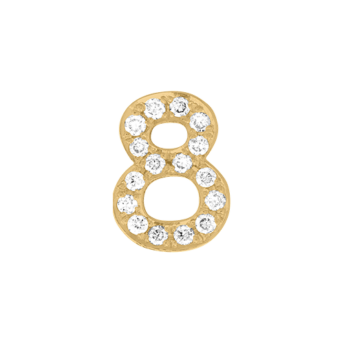 White Diamond + 14k Yellow Gold Number Charm