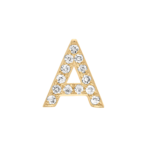 White Diamond + 14k Yellow Gold Letter Charm