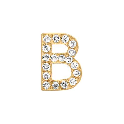 White Diamond + 14k Yellow Gold Letter Charm