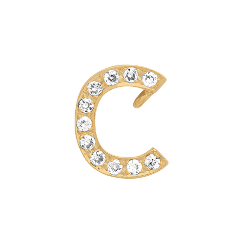 White Diamond + 14k Yellow Gold Letter Charm