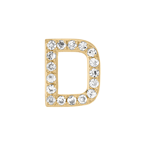White Diamond + 14k Yellow Gold Letter Charm
